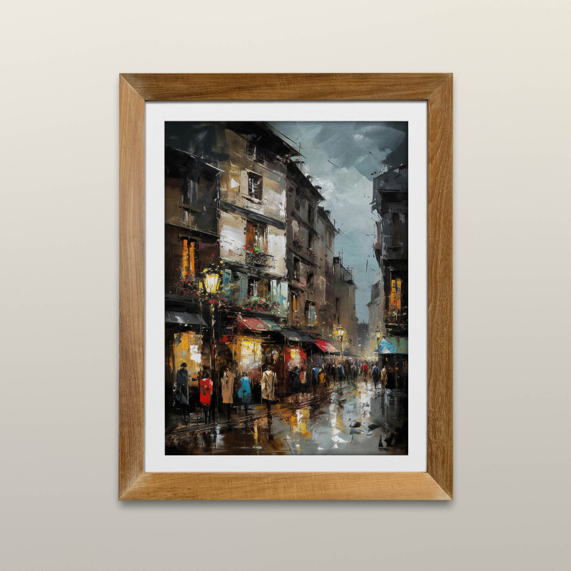 Oil Painting On Canvas - French Street Scene- Gold Frame cheapest - 24x36